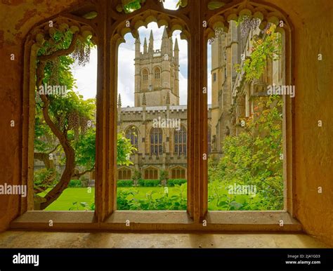 Oxford City England Magdalen College Interior Of The Cloisters View Of