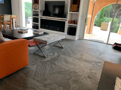 Silver Grey Slate Veneer Stone Flooring Living Room Slate Veneer