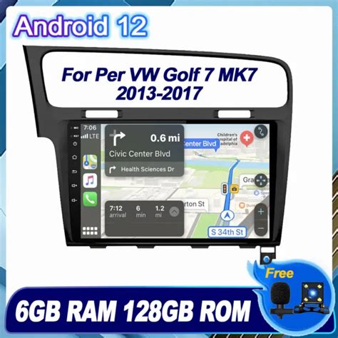 6 128GB AUTORADIO PER VW Golf 7 MK7 2013 2017 Navi CarPlay Android12