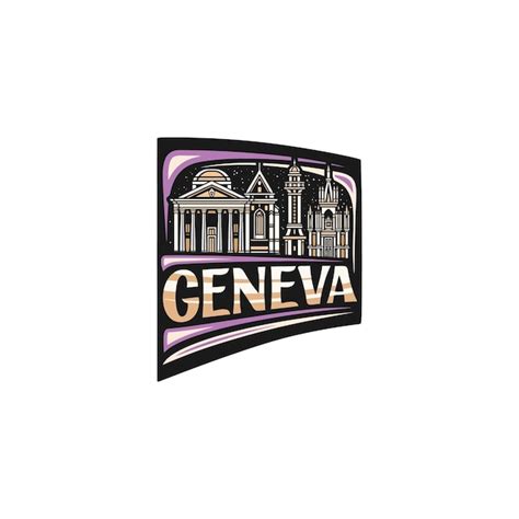 Premium Vector Geneva Skyline Landmark Flag Sticker Emblem Badge