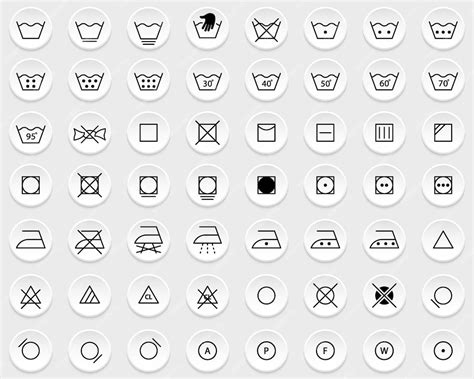 Conjunto De Iconos De Línea De Instrucciones De Lavandería Cuidado Lavado Colección De Símbolos