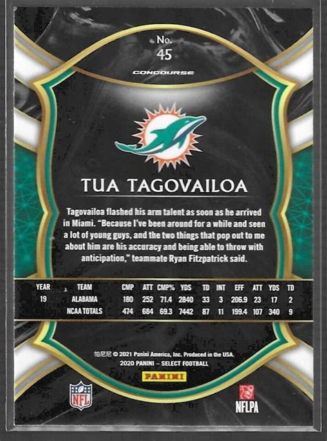 Panini Select Tua Tagovailoa Rookie Rc Miami Dolphins Ebay