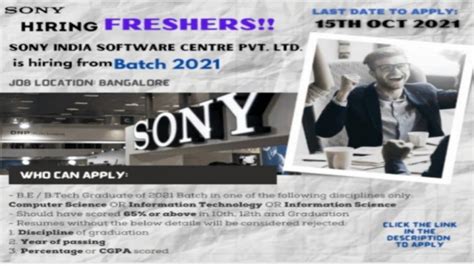 Jobs Freshers SONY Software Government Private Foreign Kerala Walk In