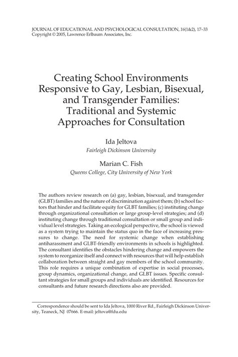 PDF Creating School Environments Responsive To Gay Lesbian Bisexual And Transgender