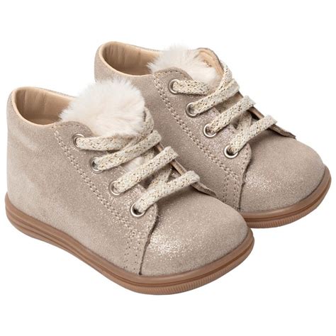 SAXO BLUES Bottillons en cuir beige brillant pour bébé fille Beige 18