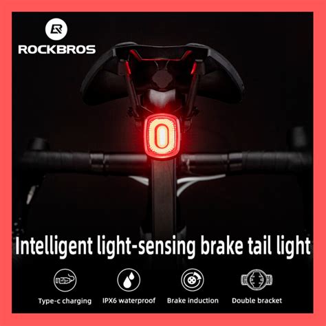 Rockbros Smart Brake Tail Light Waterproof Rechargeable Mtb Rear Light