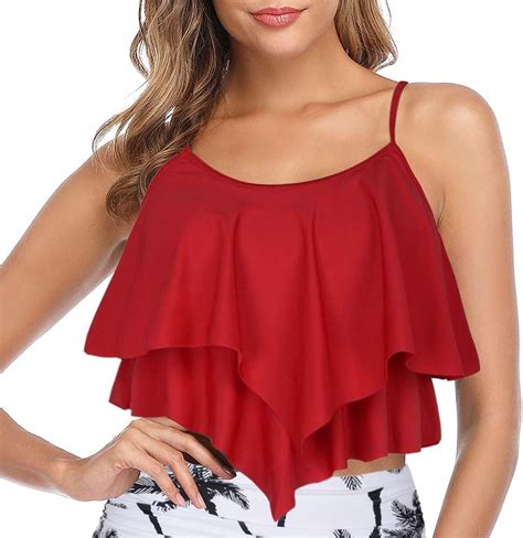 Mycoco Bikini Tops For Women Ruffle Swimsuit Flowy Bathing Suit Chic