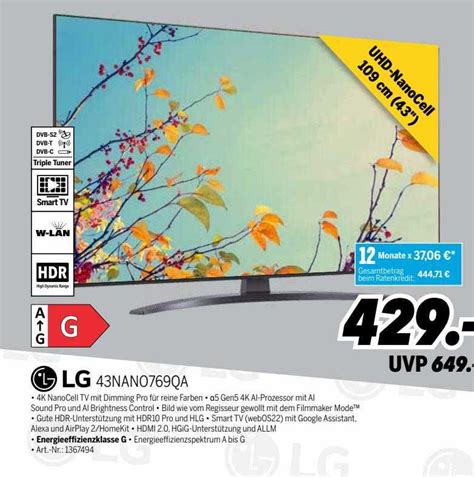 Lg 43nano769qa Uhd-nanocell Angebot bei MEDIMAX