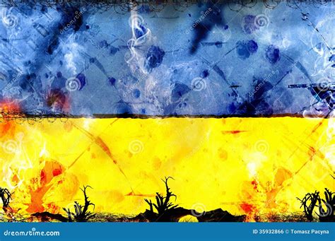 Ukraine Flag - Political Conflict Strike Concept Stock Illustration