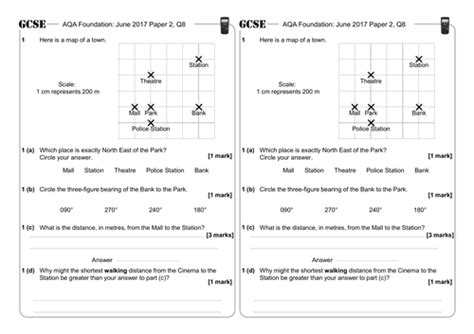 Scale Drawings And Bearings Gcse Questions Foundation Aqa Teaching Resources