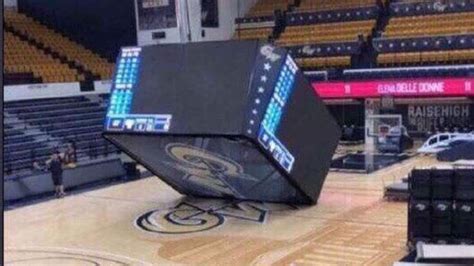 LOOK: George Washington's hanging video scoreboard falls onto the ...