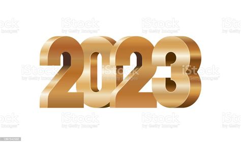 Festive Glossy Realistic Golden 3d Numbers 2023 Vector Illustration