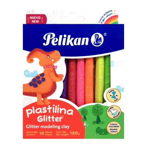 PLASTILINA CAJA C 10 BARRITAS GLITTER PELIKAN La Cadena