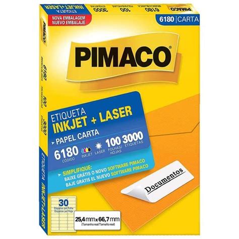 Etiqueta Pimaco Carta Inkjet Laser 25 4x66 7mm 100 Folhas 6180