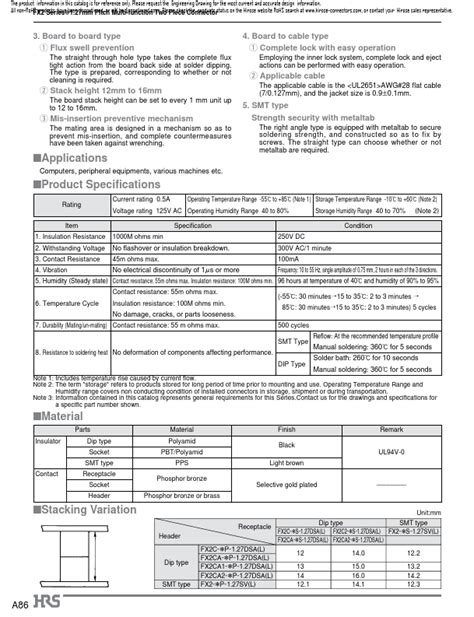 FX2 100P 1 27SVL DataSheet Hirose Electric