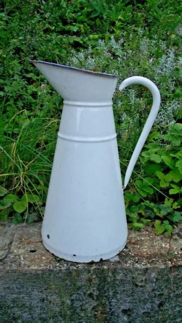 Ancien Broc Vintage Pot Maill En Email Deco Jardin Balcon Arrosoir