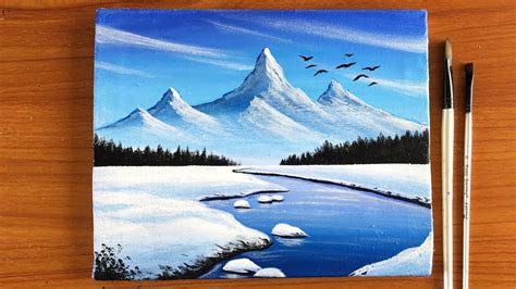 Easy Winter Landscape Painting On Canvas Acrylic Painting For