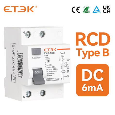 ETEK EKL6 100B DC 6mA Leakage Protection EV Type B RCD RCCB 25 63A For