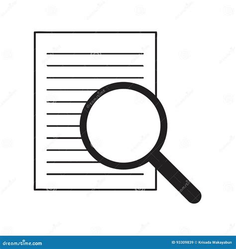 File Search Icon Document Page With Magnifier Tool Stock Vector