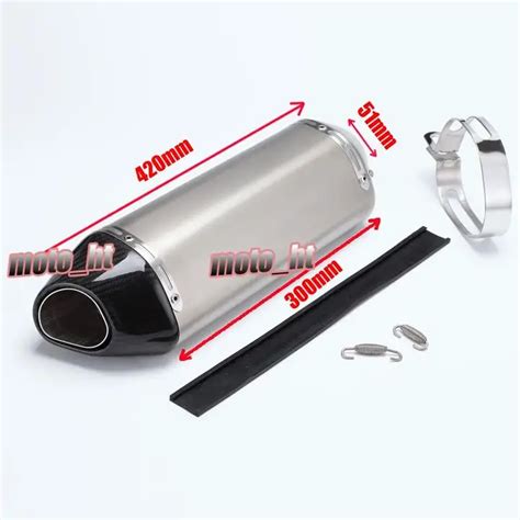 Universal 51mm For Inlet Motorcycle Muffler Silencer Exhaust Pipe Stainless Steel Bodycarbon