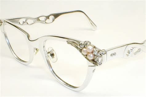 Vintage Glo Spec 50s 60s Cateye Glasses With Rhinestones