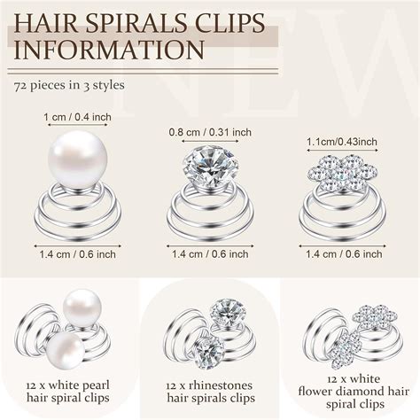 36 Piezas De Horquillas En Espiral Para El Cabello Perlas De Diamantes