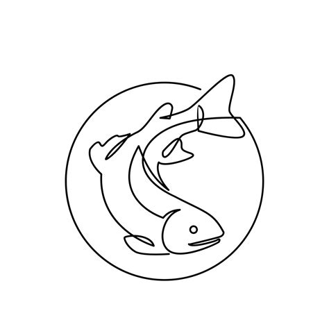 Salmon Fish single continuous illustration 36177047 Vector Art at Vecteezy