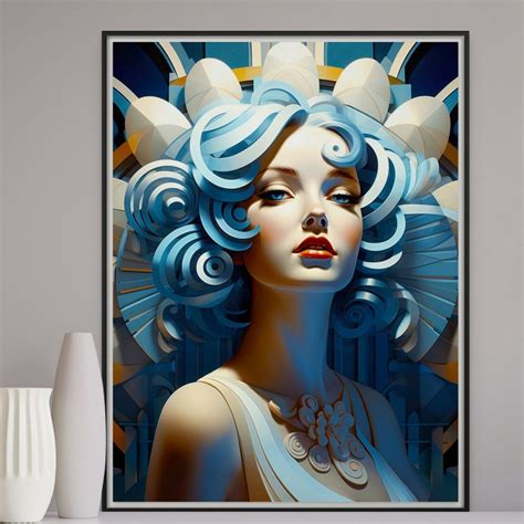 Art Deco 1920's Print of Woman in Blues Made With Museum-grade Archival ...