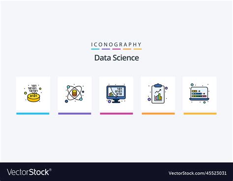 Data Science Line Filled Icon Pack Including Vector Image