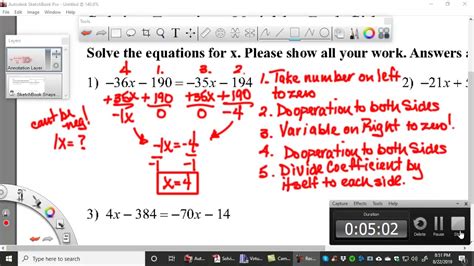 Solving Equations Variables Both Sides Youtube