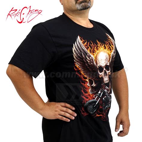 Tričko Skull Motorcycles Wings Rock Chang 4418 T Shirt Commando sk