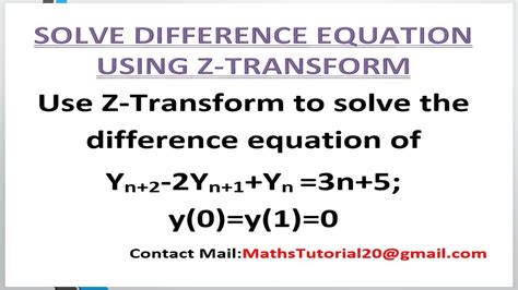 How To Solve Difference Equation By Using Z Transform Examples In Tamil