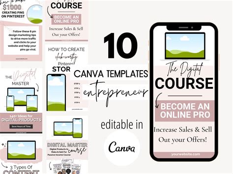 Entrepreneur Canva Templates 10 Custom Pinterest Pins Instagram Canva