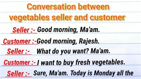 Conversation Between Vegetables Seller And Customer In English