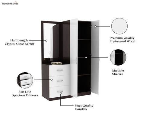 Buy Sorin Dressing Table With Wardrobe Flowery Wenge Frosty White