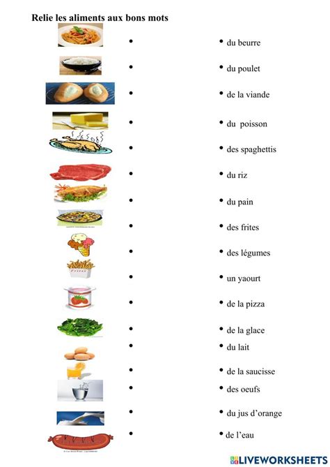 Les Aliments Online Exercise For Cm