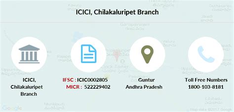 ICICI Chilakaluripet IFSC Code ICIC0002805