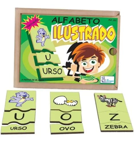 Jogo Infantil Educativo Alfabeto Ilustrado Português Madeir MercadoLivre