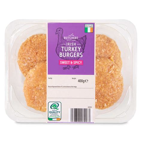 Irish Turkey Burgers Sweet And Spicy 400g Butcher S Selection Aldi Ie