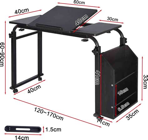 Mesa De Cama Con Ruedas Altura Y Longitud Ajustables Para Camas