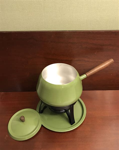 Vintage Fondue Pot 1970s Fondue Pot Avocado Green Fondue Pot Vintage