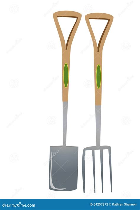 Garden spade and fork stock vector. Illustration of digging - 54257372