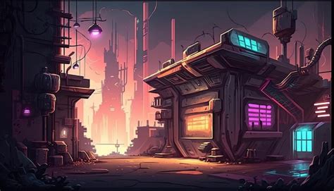 Entorno De Fondo D Cyberpunk City Para Un Juego M Vil Battle Arena