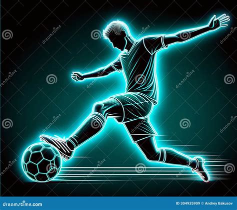 Neon Victory Dynamic Soccer Player In Turquoise Stock Image Image Of