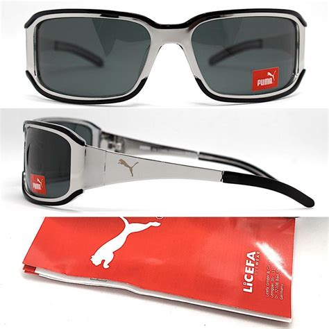 PUMA SUNGLASSES MAN Sports Wrap Rectangular Metal Silver Gray Etsy