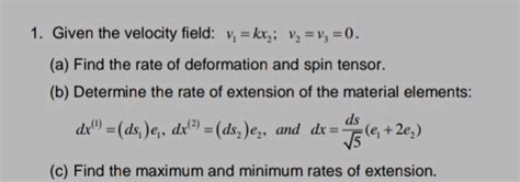 Given The Velocity Field V K X V V A Studyx