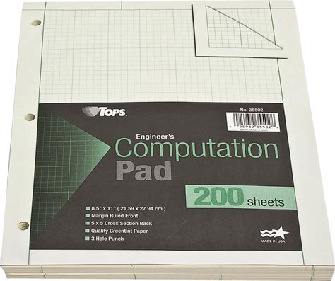 Amazon TOPS Engineering Computation Pad 8 1 2 X 11 Glue Top