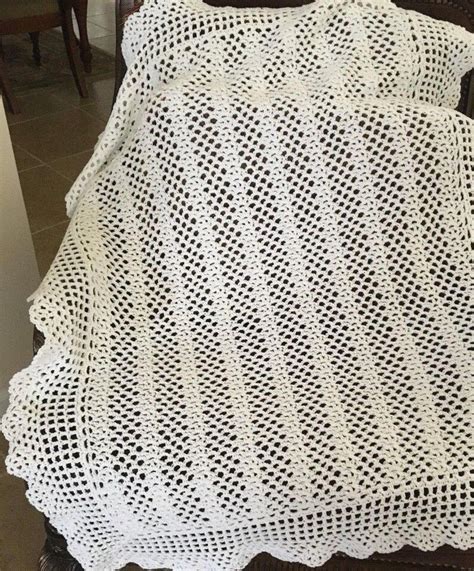 Unisex White Crochet Christening Baptism Baby Blanket Etsy