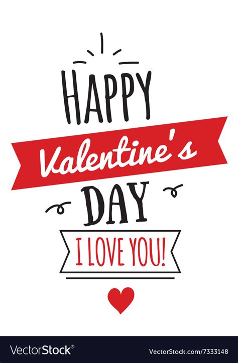 Happy Valentines Day Card Design With Ribbon Vector Image