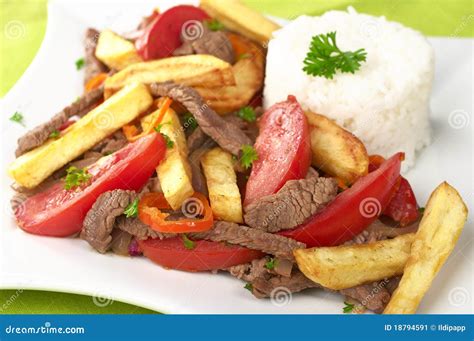 Peruvian Dish Called Lomo Saltado Stock Image Image Of Food Main